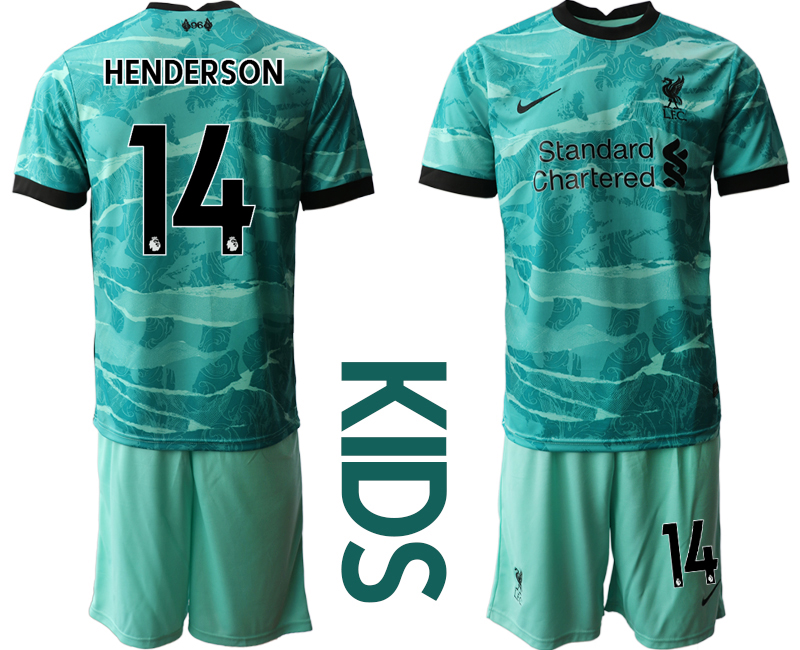 Youth 2020-2021 club Liverpool away #14 green Soccer Jerseys->customized soccer jersey->Custom Jersey
